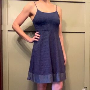 Modcloth Polka Dot Stretch Knit Spaghetti Strap Dress Navy Size XS